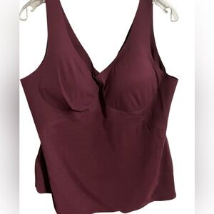 Honeylove Lift Wear Bra Shapewear Tank Top Smooth Slimming Wide Straps Wine 3X‎